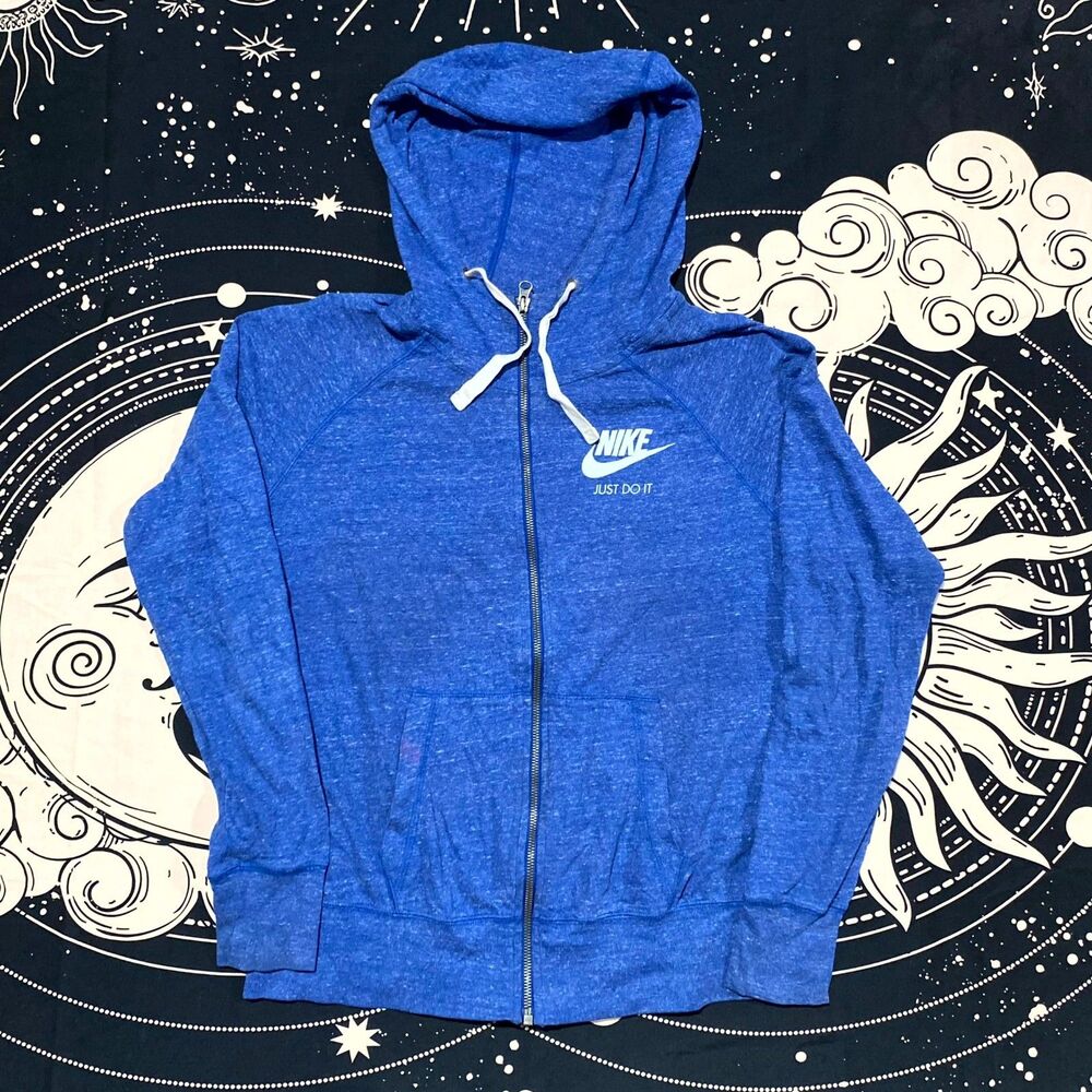 Nike Hoodie Women's M Blue Cotton Full-Zip Sportswear Gym Training Sweatshirt